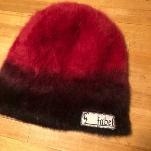 Fabel Women's Angora Beanie Hat Gradient of Pink Maroon Color